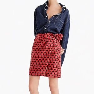 J. Crew Jacquard Heart Print Wrap Skirt With Bow